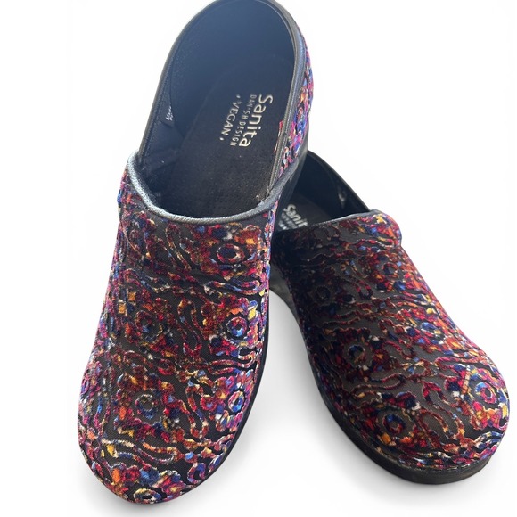 Sanita Vegan Clogs Women 38 Multi Tapestry Velvet Excellent Professional Boho